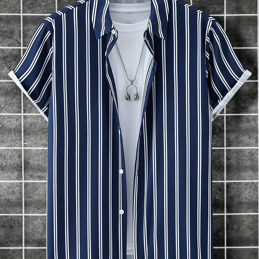 Men's Striped Print Casual Shirt for Summer