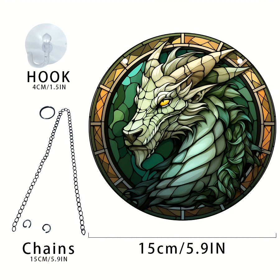 Acrylic Green Dragon Decorative Painting Round Plate