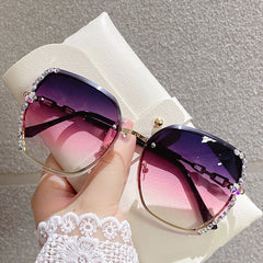 Rhinestone Sunglasses Gradient Glasses UV400