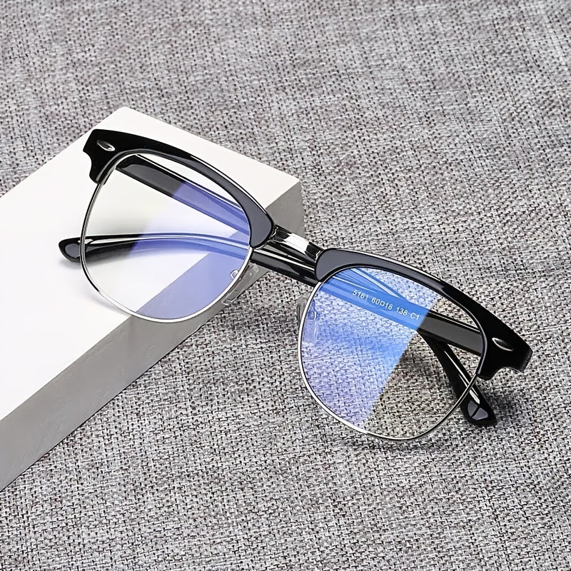 Semi Rimless Rectangle Glasses Frame for Men Women