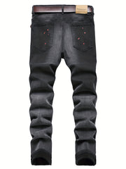 Slim Fit Ripped Jeans Men's Casual Distressed Denim Pants