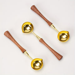 Golden Vintage Solid Wood Fire Paint Spoon for Wax Melting Stamp Making