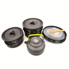 Portable Camping Pot Set for 4-5 People w/ Utensils & Tableware