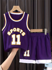 Boys SPORTS Tank Top & Shorts Set, Basketball Outfits