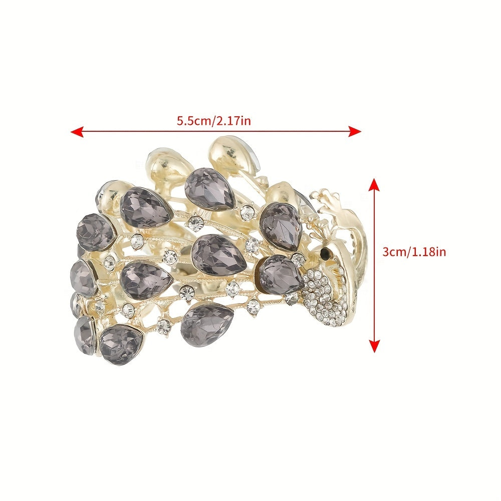 Peacock Pattern Hair Claw Rhinestone Ponytail Holder