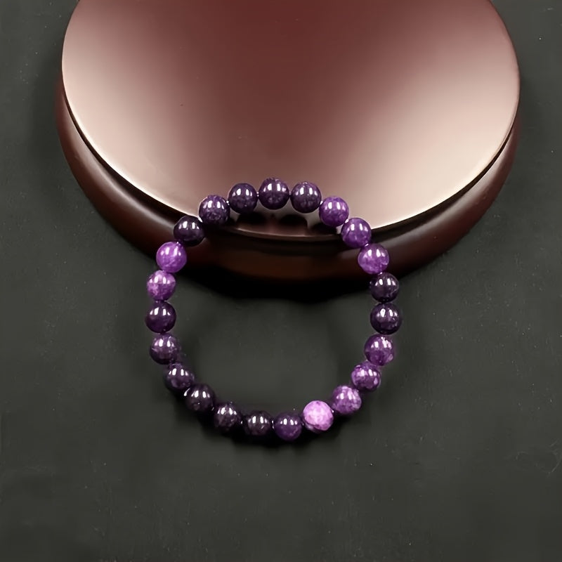 Purple Crystal Gemstone Elastic Bracelet for Relaxation and Meditation