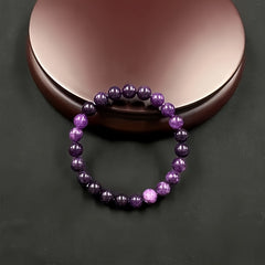 Purple Crystal Gemstone Elastic Bracelet for Relaxation and Meditation