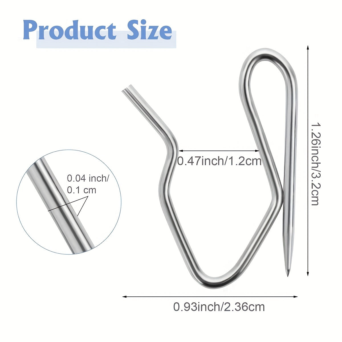 100pcs Stainless Steel Curtain Hooks for Drapes