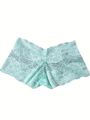 5pcs Floral Lace Boyshort Panties Soft & Breathable Women's Lingerie