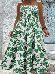 Solid Strapless Maxi Tube Dress