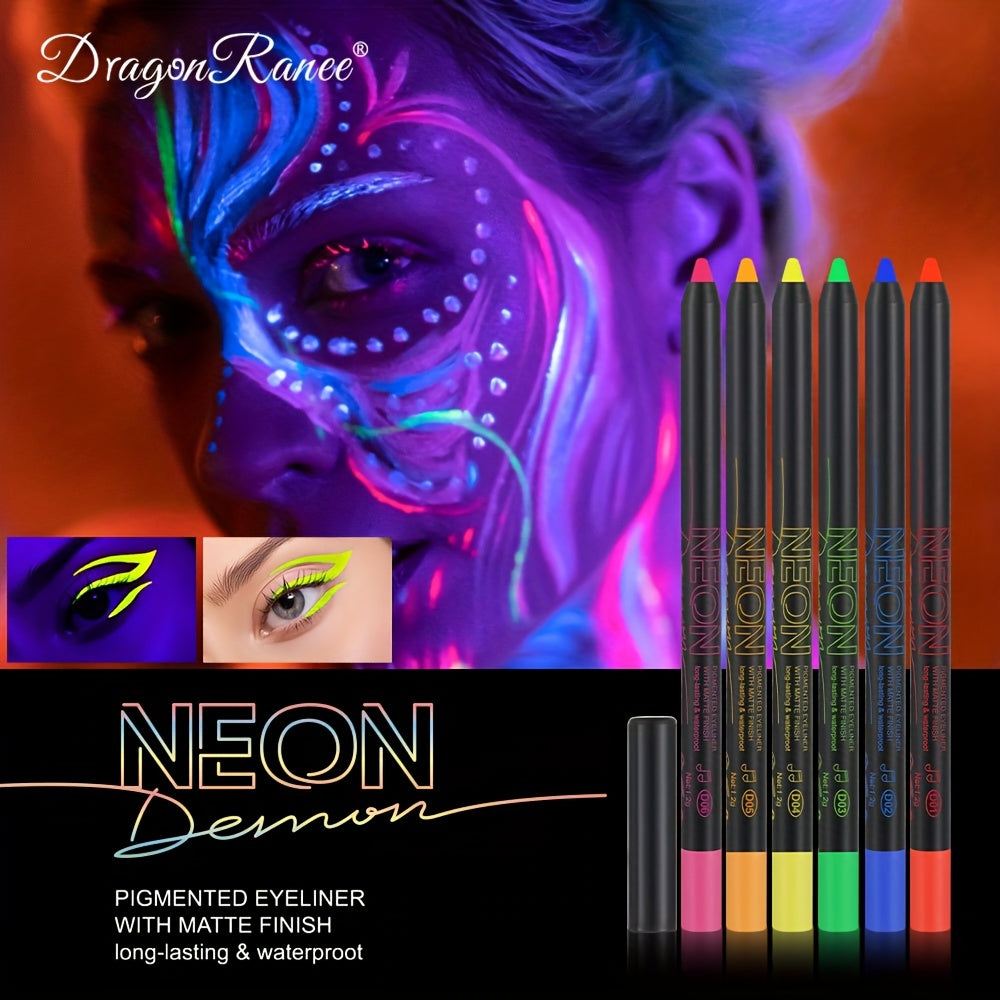 6 Colors Fluorescent Eyeliner UV Light Waterproof Pen