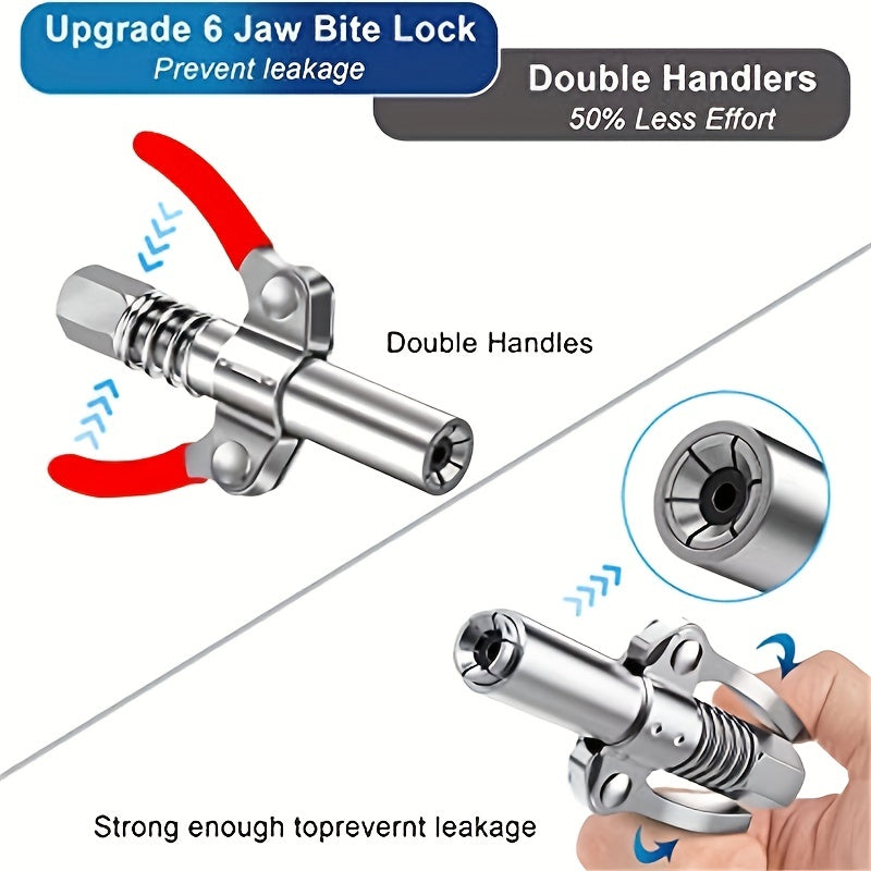 Dual Handle Lube Gun Coupler For Auto Maintenance