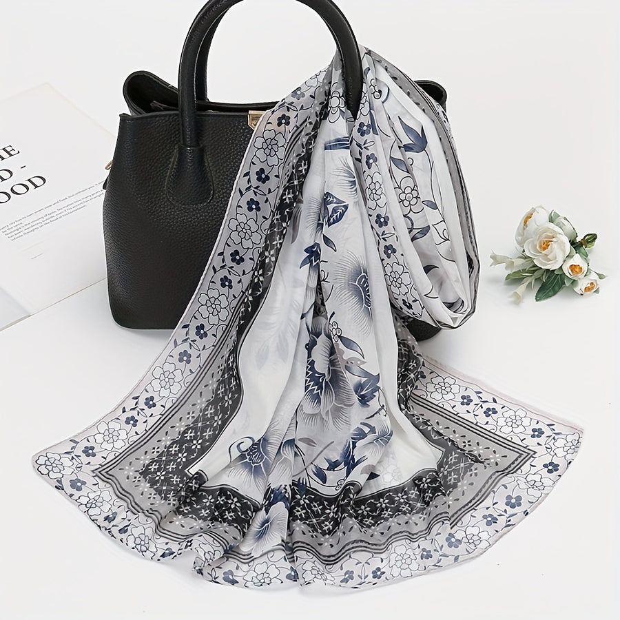 Colorful Floral Bohemia Scarf Thin Shawl Outdoor Sunscreen Head Wrap