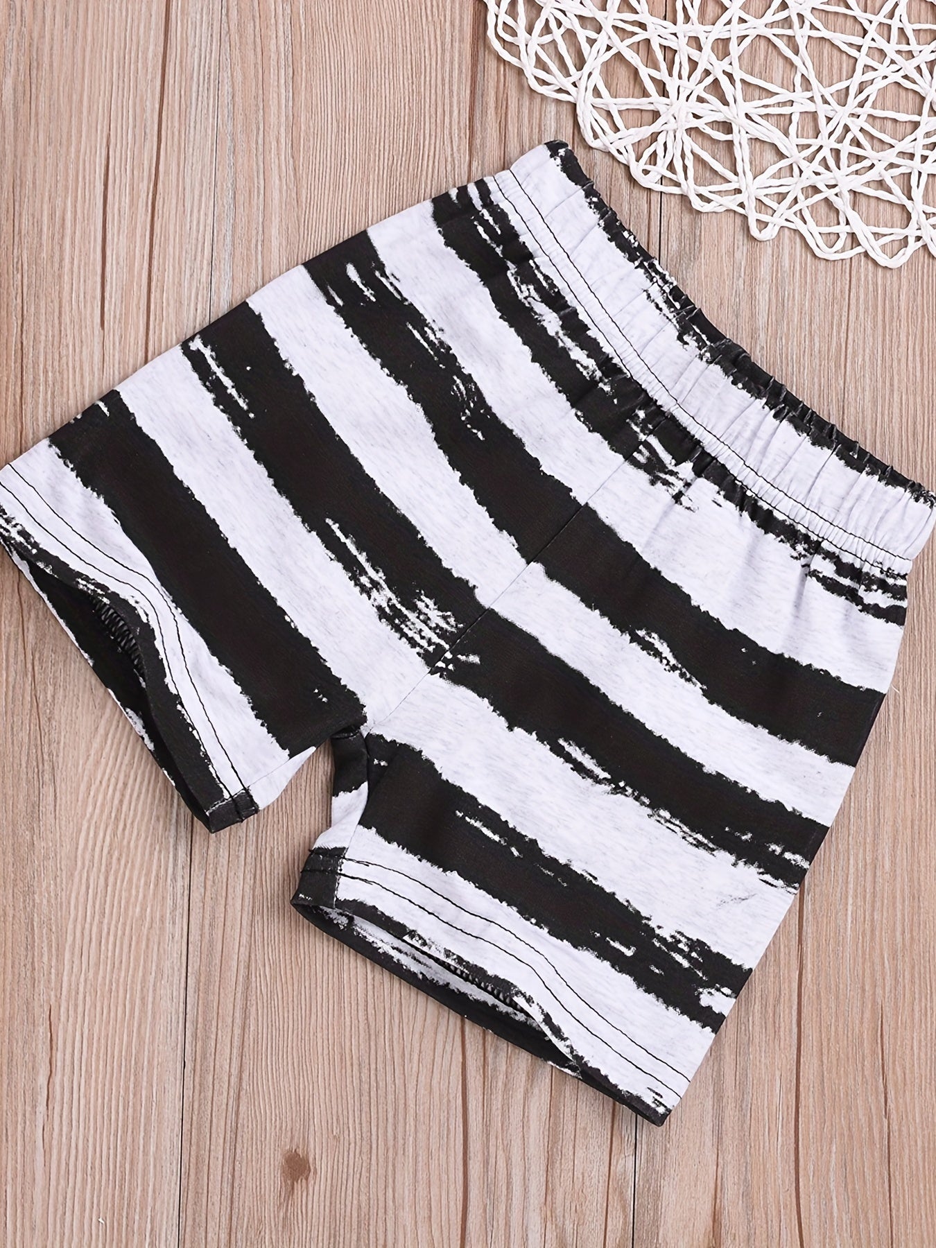 Summer Baby Boy's Casual Outfit Top & Striped Shorts Set