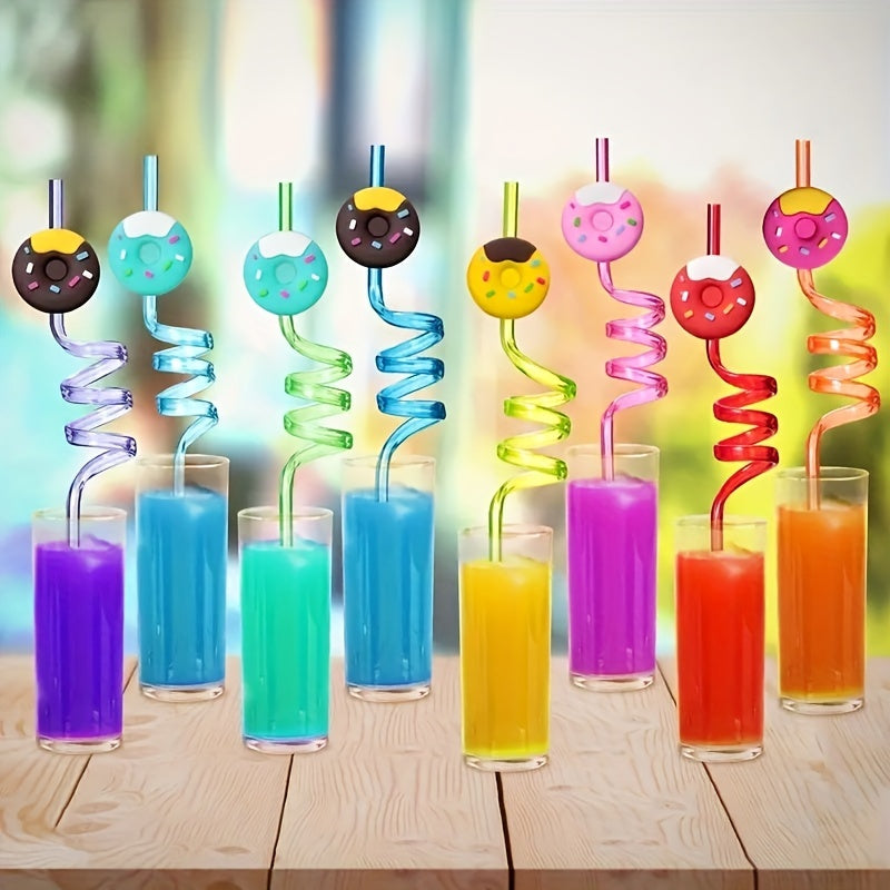 8pcs Donut Straws Party Favors Girls Donut Party Supplies