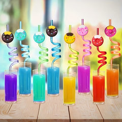 8pcs Donut Straws Party Favors Girls Donut Party Supplies