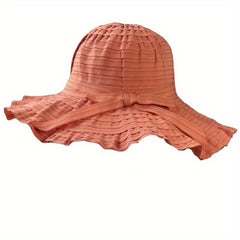 Women Foldable Outdoor Sun Hat Ruffles UV Protection Travel Beach Hat