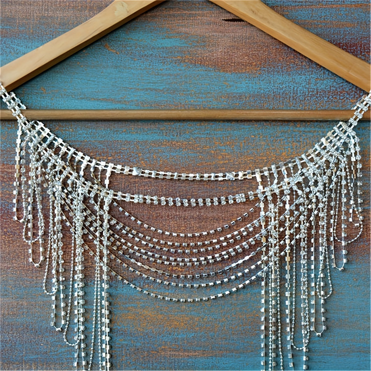 Rhinestone Shoulder Chain with Tassel for Wedding Dress