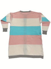  Casual Cardigan Women's Plus Striped Long Sleeve Single Breasted Knitt