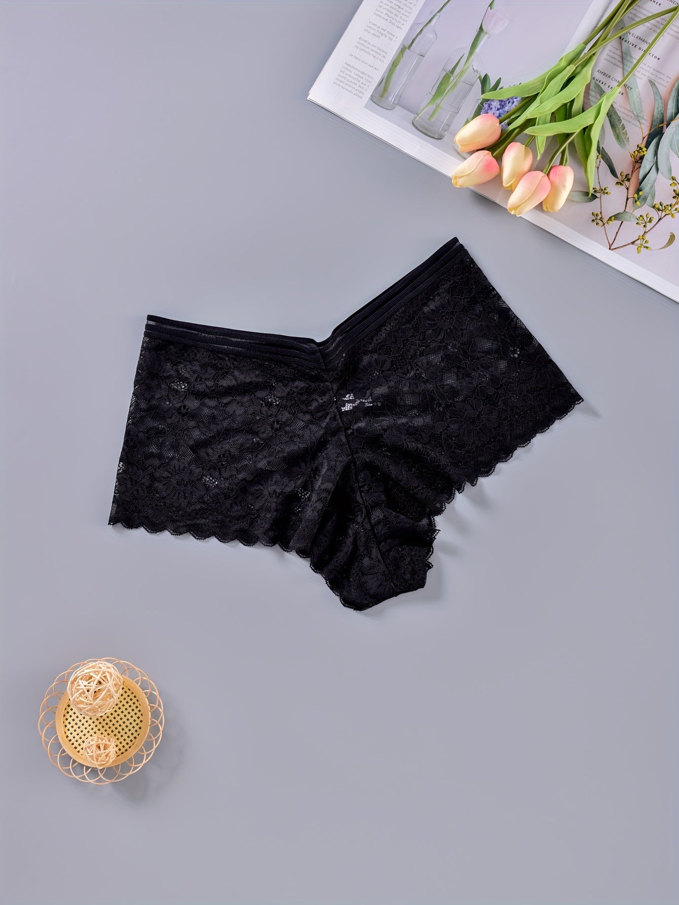  Floral Lace Striped High Waisted Underwear