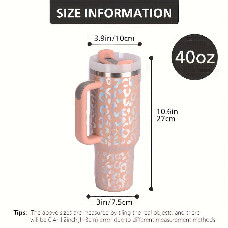 40oz Stainless Steel Insulated Tumbler w/ Handle & Straw Lid