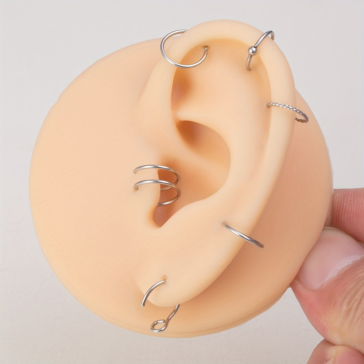 6 Pcs Hinged Nose Ring Set Stainless Steel Body Piercing Jewelry
