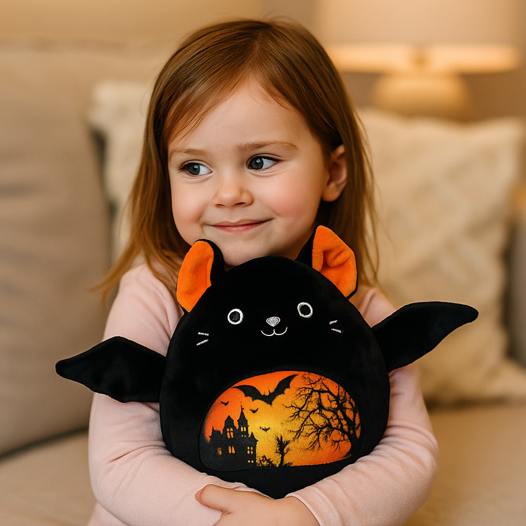 Halloween Cat Plush Toy Bat Ear Stuffed Animal Soft Plush Doll