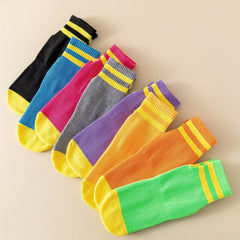 7 Pairs Non Slip Breathable Ankle Socks Cozy Grips Crew Socks Yoga Pilates