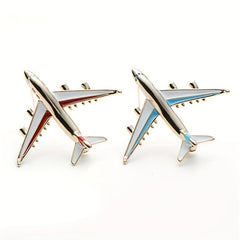 Enamel Red Geometric Airplane Brooch for Men