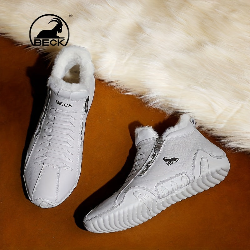 Men's Thermal Winter Shoes Boots With Side Zipper Casual Walking Shoes