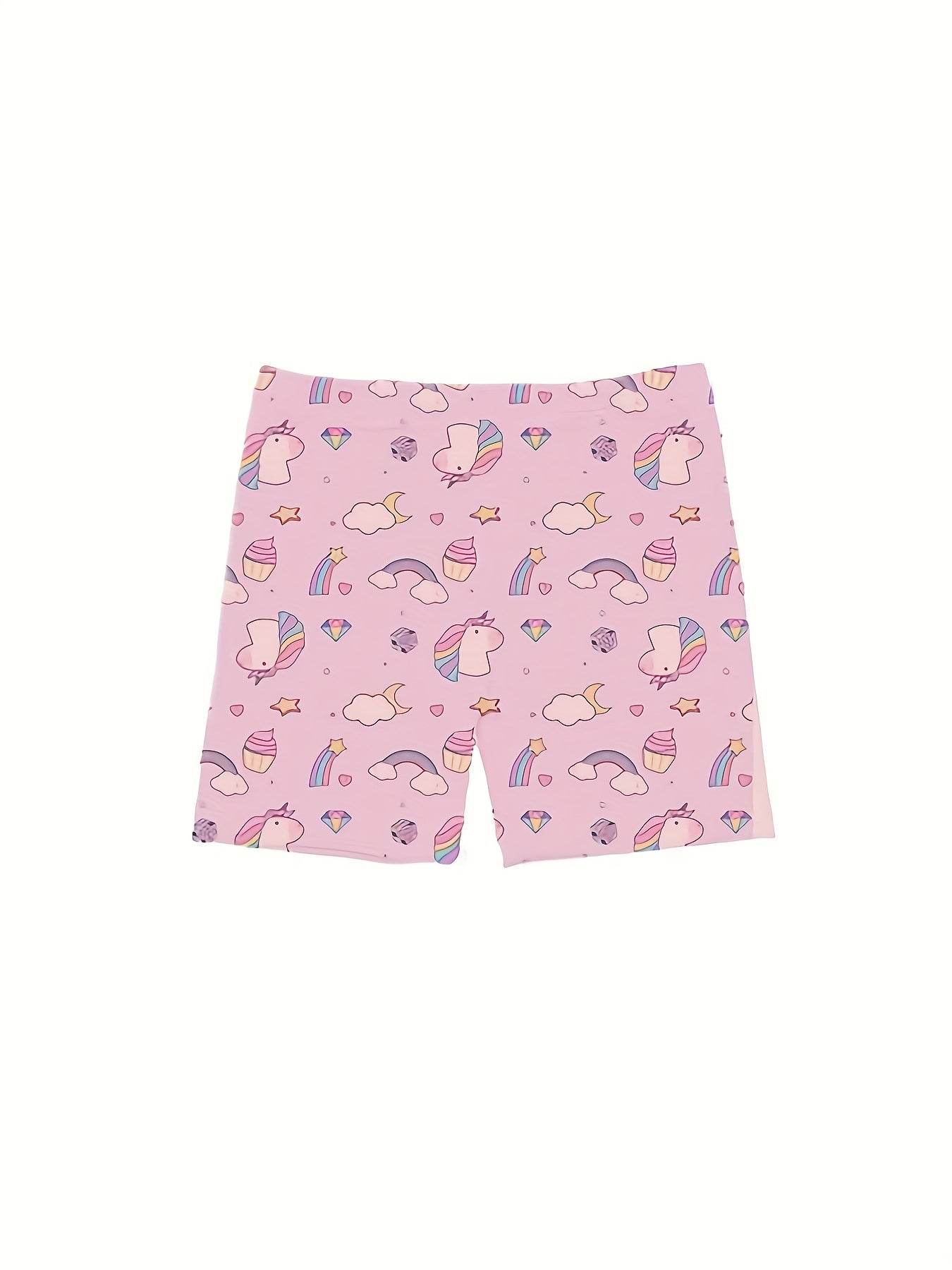 4pcs Girl's Cartoon Print Comfy Bike Shorts Safety Set