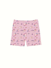 4pcs Girl's Cartoon Print Comfy Bike Shorts Safety Set
