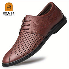 LAORENTOU Men's Perforated Lace Up Dress Shoes