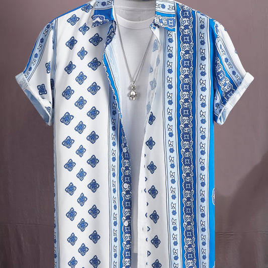 Boho Print Men's Shirt - Resort Fashion Top