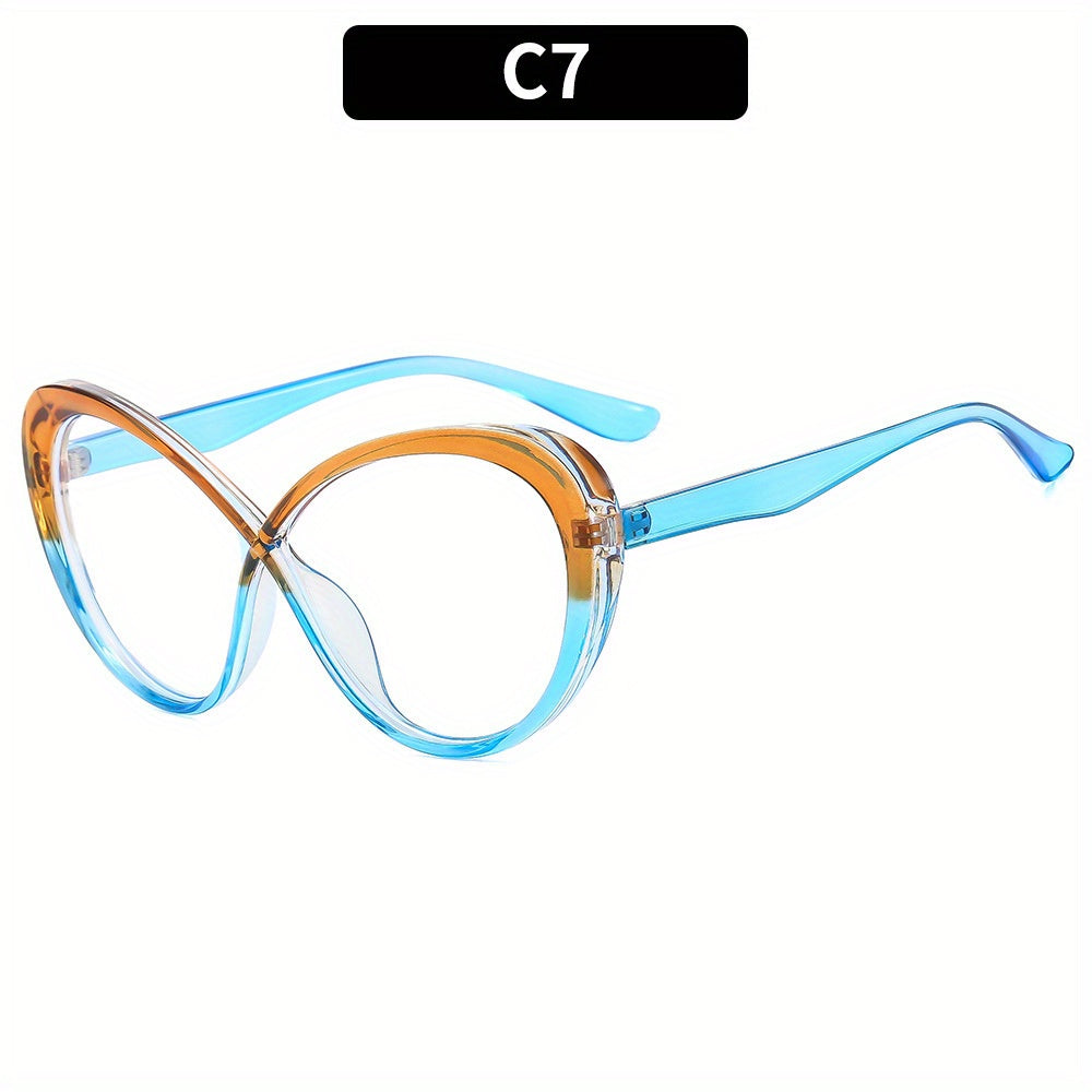 Y2K Light Blocking Glasses Jelly Block Cat Eye Clear Lens Anti Eyestrain