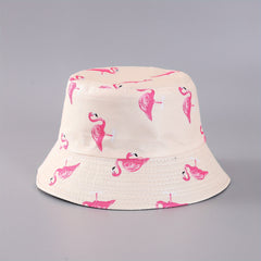 Flamingo Print Reversible Bucket Hat Lightweight Unisex Fisherman Cap