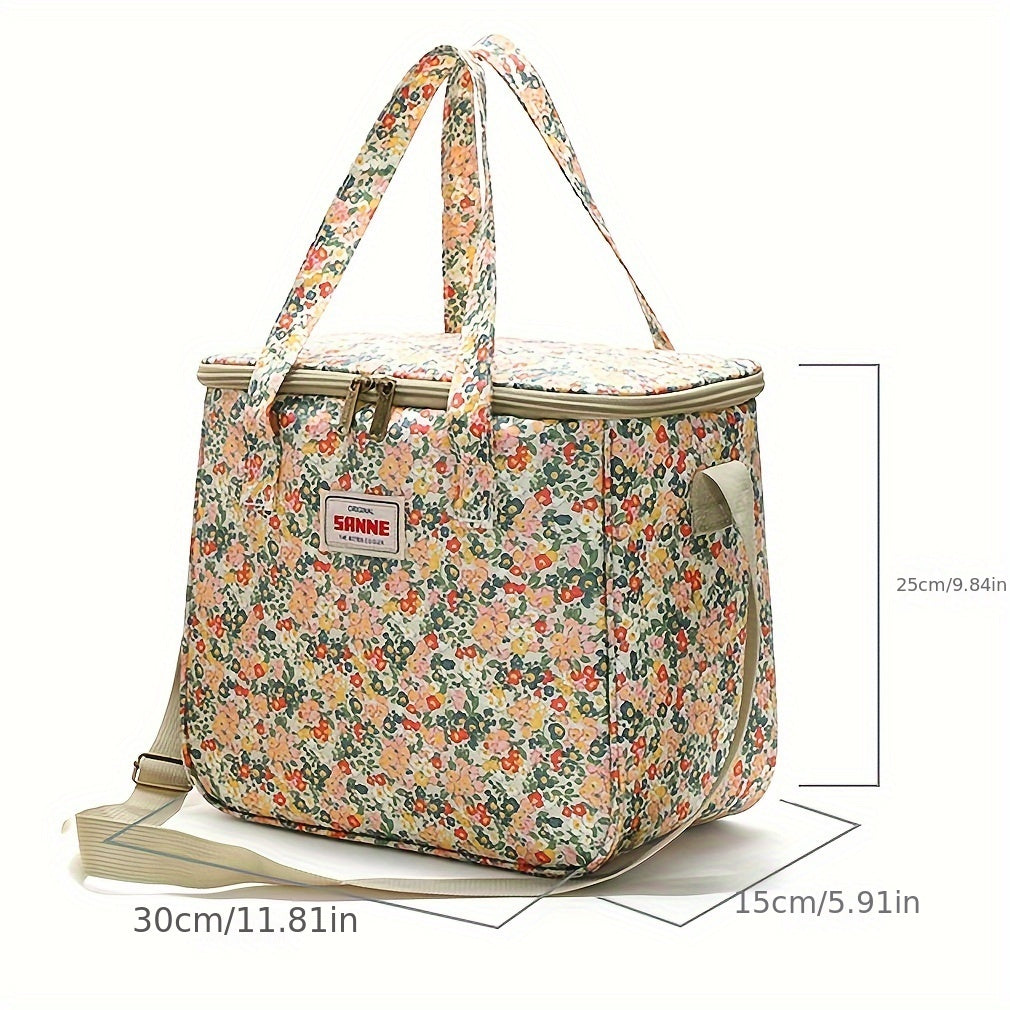 11L Floral Pattern Insulated Bag for Picnic Camping