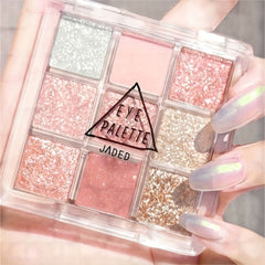 9 Shades Earth Tone Eyeshadow Palette Glitter Pearly Matte High Pigmented