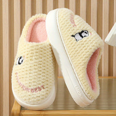 Women's Embroidered Animal Slippers Non-slip Fluffy Indoor Shoes