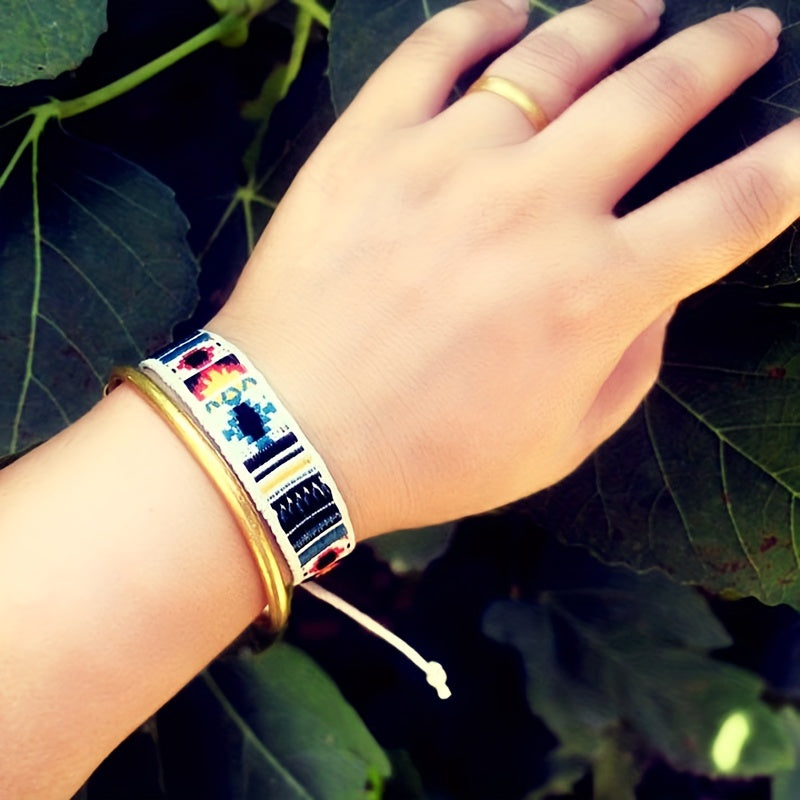 Men's Folk And Linen Bracelet Retro Embroidery Hippie Friendship Wrap Bracelet