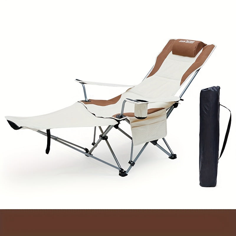 1pc Beach Chair Recliner w/ Adjustable Legs for Outdoor Picnics