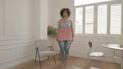  Colorblock Floral V Neck Tank Top