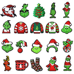Christmas Pattern Charms For Clogs PVC Bubble Slides Sandals Decorations