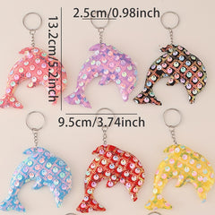 8pcs Sequin Dolphin Keychain Luggage Pendant Party Accessories