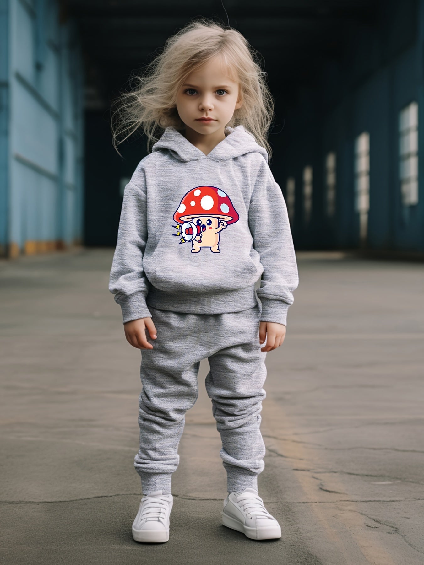 OERYUI Mushroom Print Hooded Pullover Pants Set For Sports Spring Fall