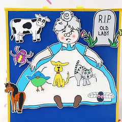 Red Felt Storytelling Pieces 'Old Lady Who Swallowed a Fly'