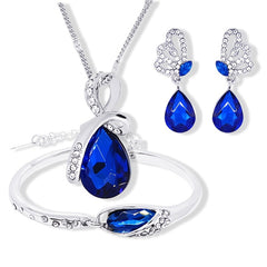 Water Drop Necklace Set with Butterfly Earrings
