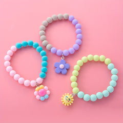 3pcs Girls Beaded Bracelets Unicorn Rainbow Flower Pendant