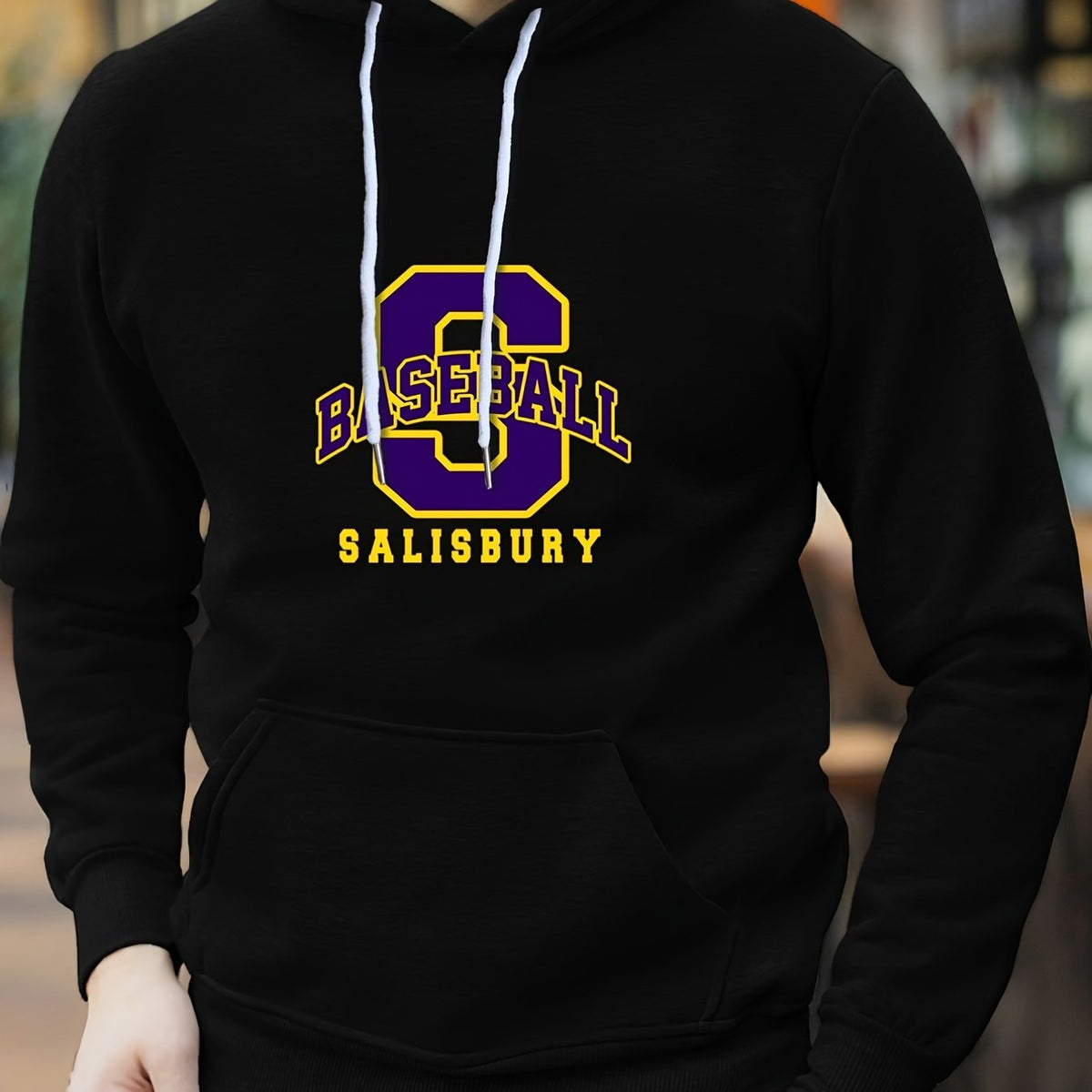 Number & Baseball Print Hoodie for Men