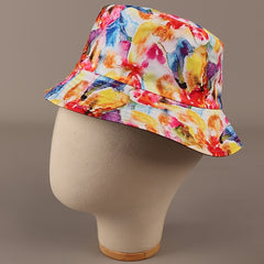 Rainbow Reversible Bucket Hat Colorful Ink Fisherman Cap Lightweight Seaside Bea
